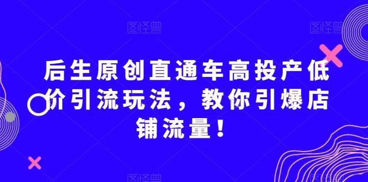 后生原创直通车高投产低价引流玩法，教你引爆店铺流量！-学库网