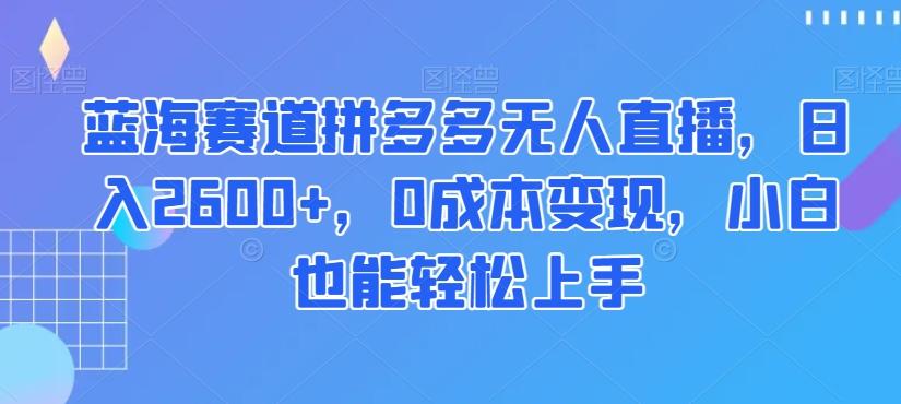 蓝海赛道拼多多无人直播，日入2600+，0成本变现，小白也能轻松上手【揭秘】-学库网