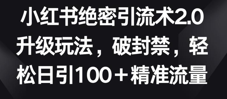 小红书绝密引流术2.0升级玩法，破封禁，轻松日引100+精准流量【揭秘】-学库网