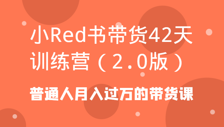 小Red书带货42天训练营(2.0版)普通人月入过万的带货课-学库网