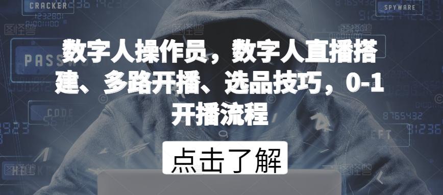 数字人操作员，数字人直播搭建、多路开播、选品技巧，0-1开播流程-学库网