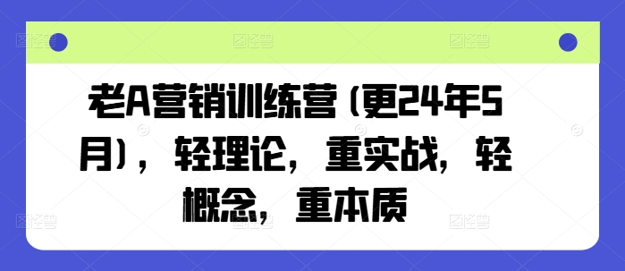 老A营销训练营(更24年8月)，轻理论，重实战，轻概念，重本质-学库网