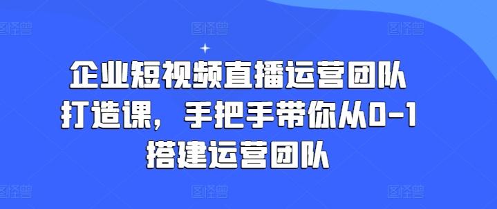 企业短视频直播运营团队打造课，手把手带你从0-1搭建运营团队-学库网