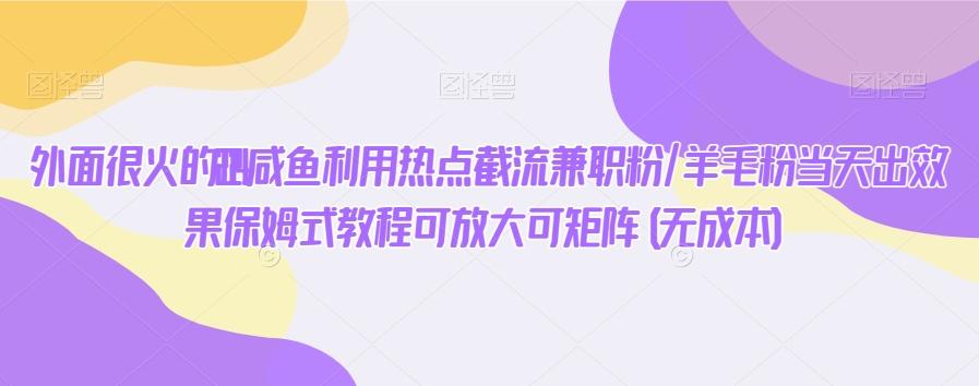 外面很火的2024咸鱼利用热点截流兼职粉/羊毛粉当天出效果保姆式教程可放大可矩阵(无成本)-学库网