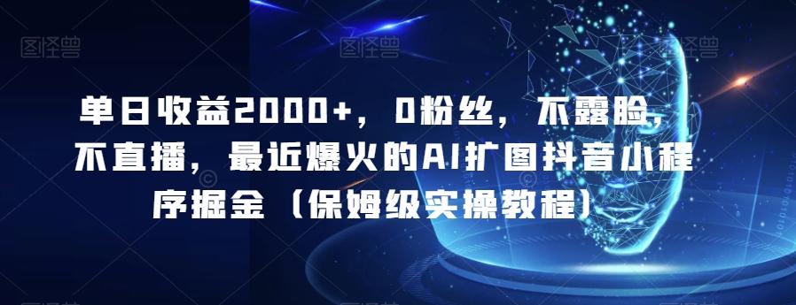 单日收益2000+，0粉丝，不露脸，不直播，最近爆火的AI扩图抖音小程序掘金（保姆级实操教程）-学库网