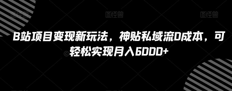 B站项目变现新玩法，神贴私域流0成本，可轻松实现月入6000+【揭秘】-学库网