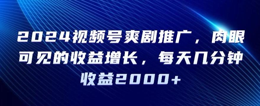 2024视频号爽剧推广，肉眼可见的收益增长，每天几分钟收益2000+【揭秘】-学库网