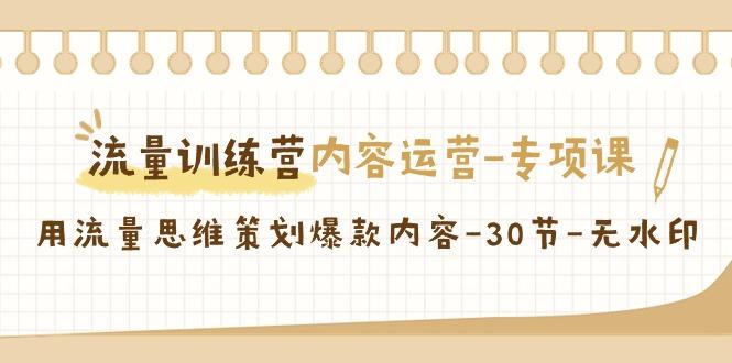 流量训练营之内容运营专项课，用流量思维策划爆款内容(30节课)-学库网